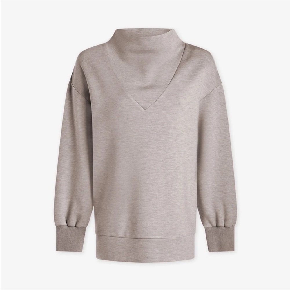 Varley Modena Longline Sweat Pullover, Taupe Marl, size L - Picture 2 of 7